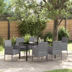 Ensemble de salle à manger pour jardin 7 pcs Gris polyrotin 614240614240