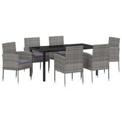 Ensemble de salle à manger pour jardin 7 pcs Gris polyrotin 614240614240