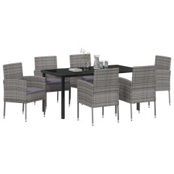 Ensemble de salle à manger pour jardin 7 pcs Gris polyrotin 614240614240