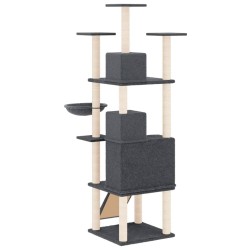 Arbre à chat avec griffoirs en sisal Gris foncé 175 cm 614242614242