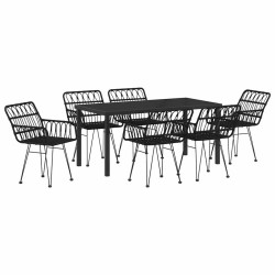 Ensemble de salle à manger pour jardin 7 pcs Noir 614243614243