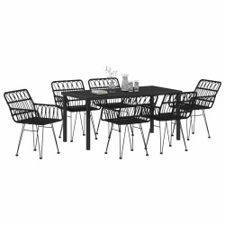 Ensemble de salle à manger pour jardin 7 pcs Noir 614243614243