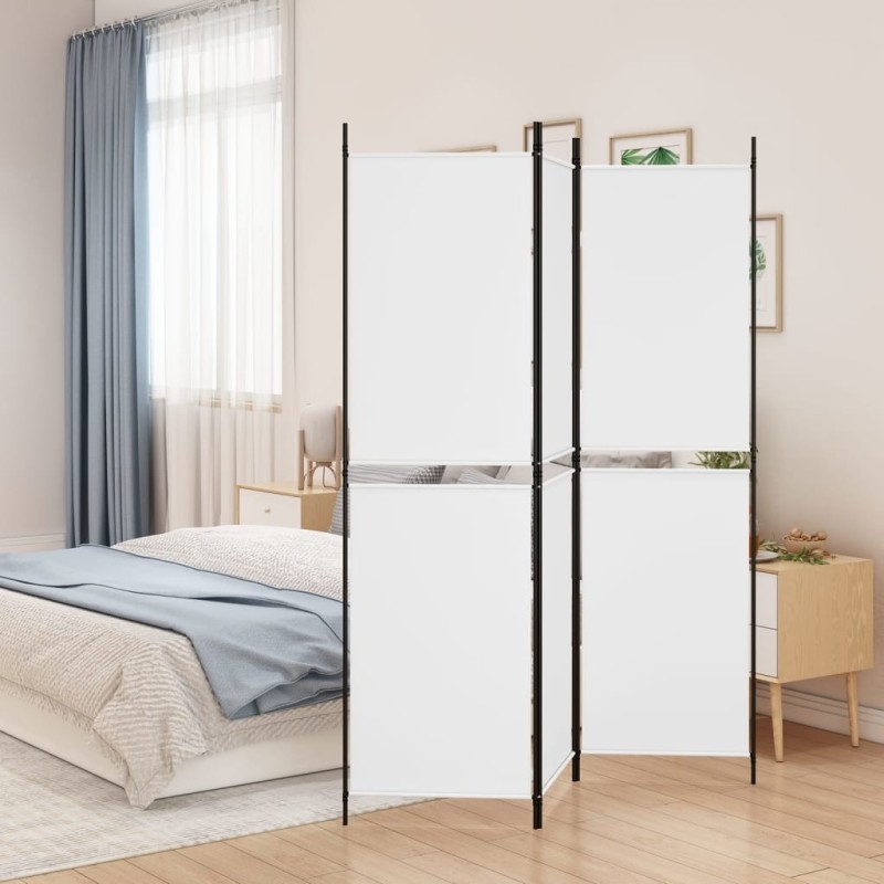 Cloison de séparation 3 panneaux Blanc 150x180 cm Tissu 614244614244