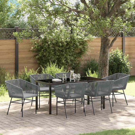 Ensemble de salle à manger pour jardin avec coussin 7 pcs Gris 614248614248