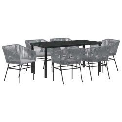 Ensemble de salle à manger pour jardin avec coussin 7 pcs Gris 614248614248