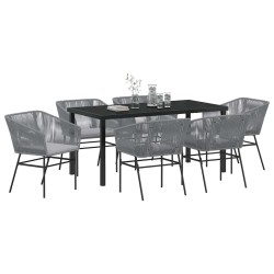 Ensemble de salle à manger pour jardin avec coussin 7 pcs Gris 614248614248