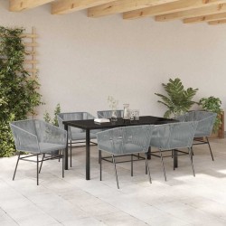 Ensemble de salle à manger pour jardin avec coussin 7 pcs Gris 614248614248