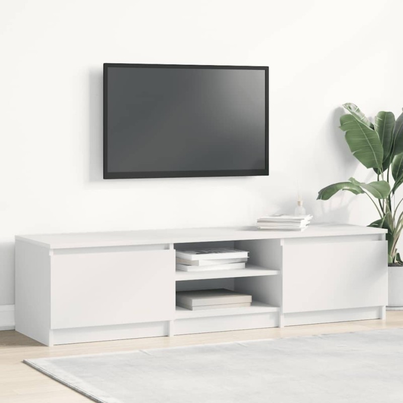 Meuble TV Blanc 140x40x35,5 cm Bois d'ingénierie 614250614250