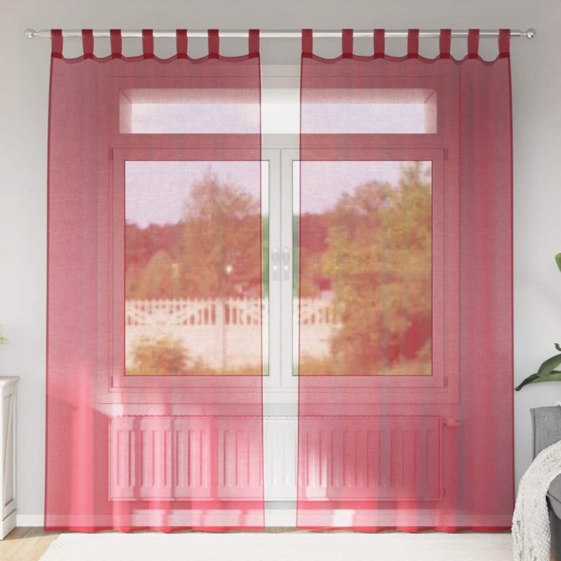 Voilages à œillets 2 pcs rouge bordeaux 140 x 225 cm 614254614254