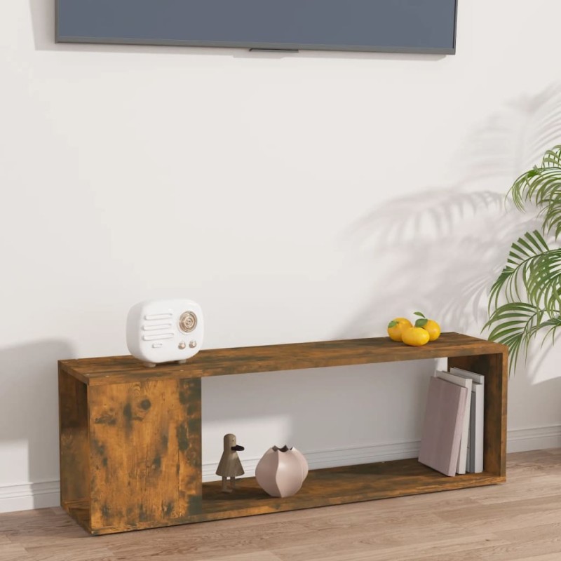 Meuble TV Chêne fumé 100x24x32 cm Bois d'ingénierie 614258614258