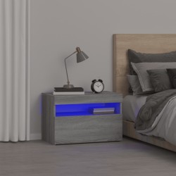 Table de chevet avec lumières LED Sonoma gris 60x35x40 cm 614273614273