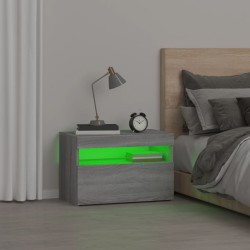 Table de chevet avec lumières LED Sonoma gris 60x35x40 cm 614273614273
