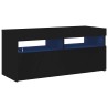 Meuble TV avec lumières LED noir 90x35x40 cm 614283614283
