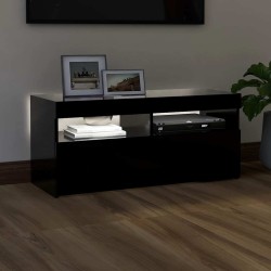 Meuble TV avec lumières LED noir 90x35x40 cm 614283614283