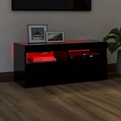 Meuble TV avec lumières LED noir 90x35x40 cm 614283614283