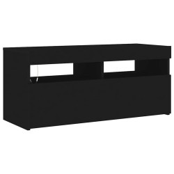 Meuble TV avec lumières LED noir 90x35x40 cm 614283614283