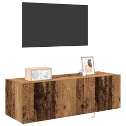 Meuble TV mural avec LED 2 pcs Bois ancien 100 x 35 x 31 cm 614285614285