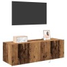 Meuble TV mural avec LED 2 pcs Bois ancien 100 x 35 x 31 cm 614285614285