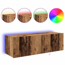 Meuble TV mural avec LED 2 pcs Bois ancien 100 x 35 x 31 cm 614285614285