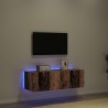 Meuble TV mural avec LED 2 pcs Bois ancien 100 x 35 x 31 cm 614285614285
