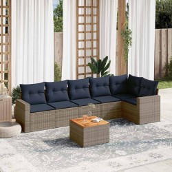 Salon de jardin 7 pcs avec coussins gris résine tressée 614294614294