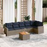 Salon de jardin 7 pcs avec coussins gris résine tressée 614294614294