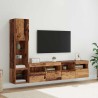 Unité murale de TV avec LED 4 pcs Bois ancien Bois d'ingénierie 614310614310