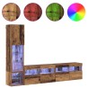 Unité murale de TV avec LED 4 pcs Bois ancien Bois d'ingénierie 614310614310