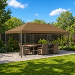 Gazebo avec murs latéraux 6 x 3 m Taupe Polyester et Acier 190 614322614322