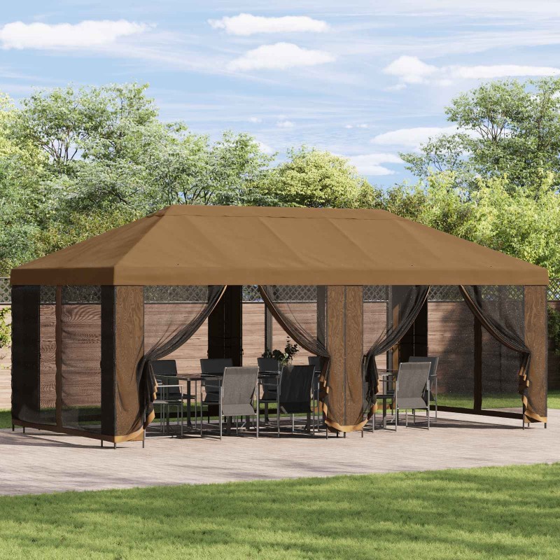Gazebo avec murs latéraux 6 x 3 m Beige Polyester et Acier 190 614325614325