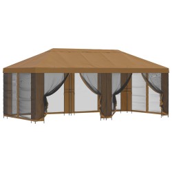 Gazebo avec murs latéraux 6 x 3 m Beige Polyester et Acier 190 614325614325