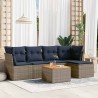 Ensemble de canapé de jardin 6 pcs avec coussins gris résine tressée 614357614357