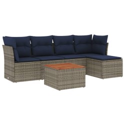 Ensemble de canapé de jardin 6 pcs avec coussins gris résine tressée 614357614357