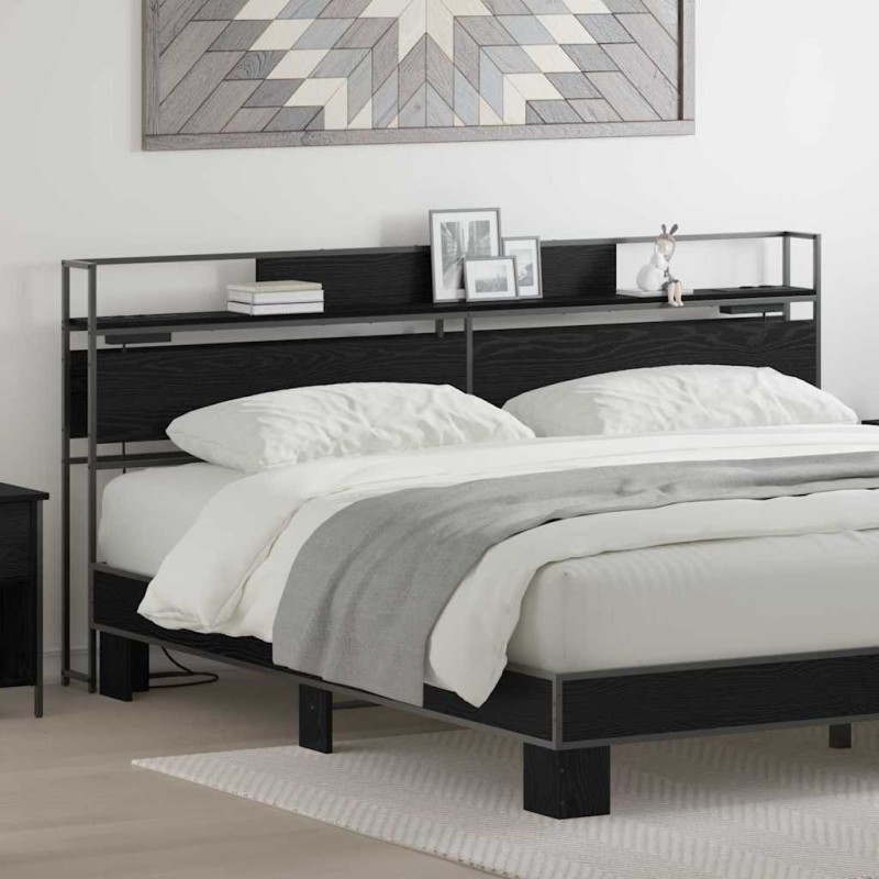 Tête de lit de rangement Chêne noir Bois d'ingénierie 614363614363