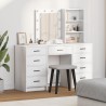 Table de Toilette avec tiroir 3 pcs Blanc Bois d'ingénierie 614367614367