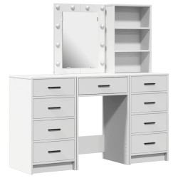 Table de Toilette avec tiroir 3 pcs Blanc Bois d'ingénierie 614367614367