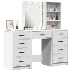 Table de Toilette avec tiroir 3 pcs Blanc Bois d'ingénierie 614367614367