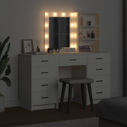 Table de Toilette avec tiroir 3 pcs Blanc Bois d'ingénierie 614367614367