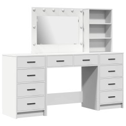 Table de Toilette avec tiroir 3 pcs Blanc Bois d'ingénierie 614368614368
