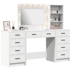 Table de Toilette avec tiroir 3 pcs Blanc Bois d'ingénierie 614368614368