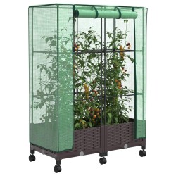 Jardinière de jardin avec couverture de serre et roues 2 pc PP 614375614375