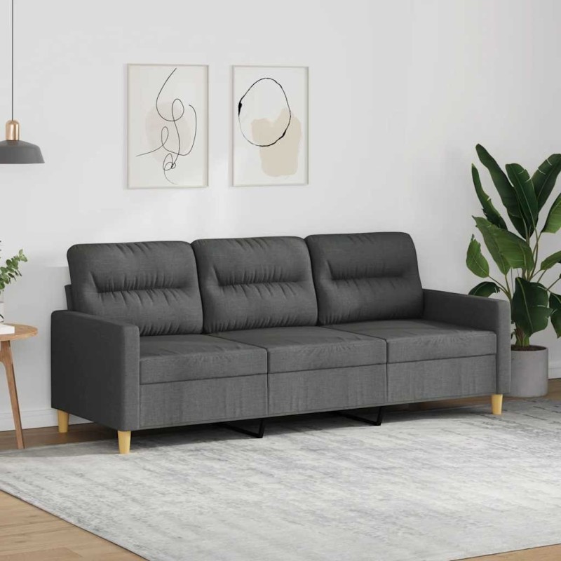 Canapé à 3 places Gris foncé 180 cm Tissu 614378614378