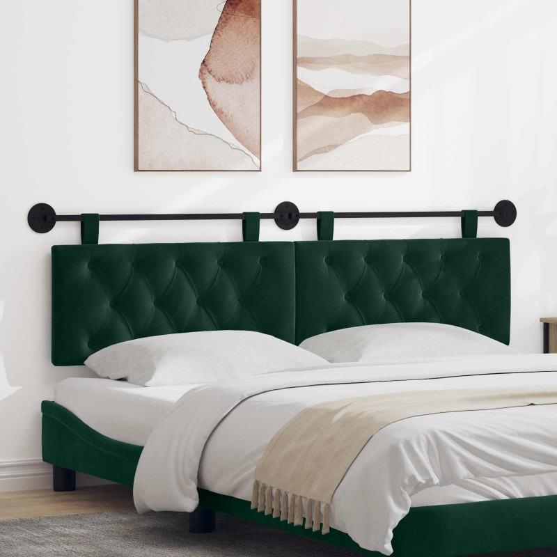 Tête de lit suspendue Avec lumière LED Vert foncé Velours 614379614379