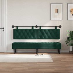 Tête de lit suspendue Avec lumière LED Vert foncé Velours 614379614379