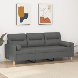 Canapé 3 places avec oreillers gris foncé 180 cm tissu 614380614380