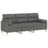 Canapé 3 places avec oreillers gris foncé 180 cm tissu 614380614380