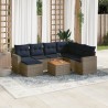 Ensemble de canapé de jardin 8 pcs avec coussins gris résine tressée 614384614384
