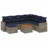 Ensemble de canapé de jardin 8 pcs avec coussins gris résine tressée 614384614384