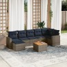 Ensemble de canapé de jardin 8 pcs avec coussins gris résine tressée 614399614399