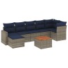 Ensemble de canapé de jardin 8 pcs avec coussins gris résine tressée 614399614399